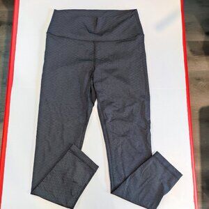 CRZ Yoga Pants high waist crop black grey pattern women's size 14